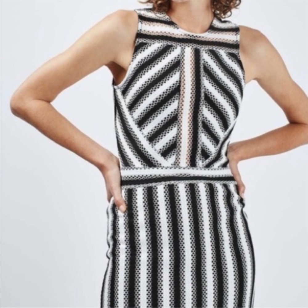 Topshop Airtex Mesh Stripe Midi Dress size 4 - Picture 2 of 6